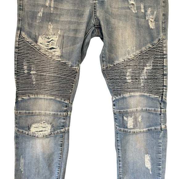 Balmain Paris T551 B658 Distressed Biker Moto Jeans, Sz W34/L31 - Picture 3 of 16